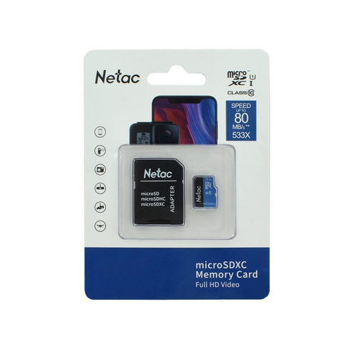 Память micro Secure Digital Card 16Gb class10 Netac / c адаптером SD [ NT02P500STN-016G-R]