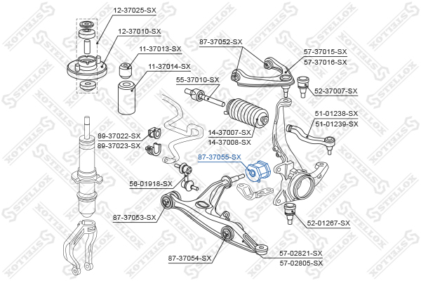 С б рычага нижн. зад. Honda Civic1.4-1. перед прав лев Stellox 87-37055-SX