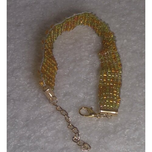 фото Плетеный браслет летняя зелень, бисер, 1 шт., размер 17 см, размер one size, зеленый fsb1