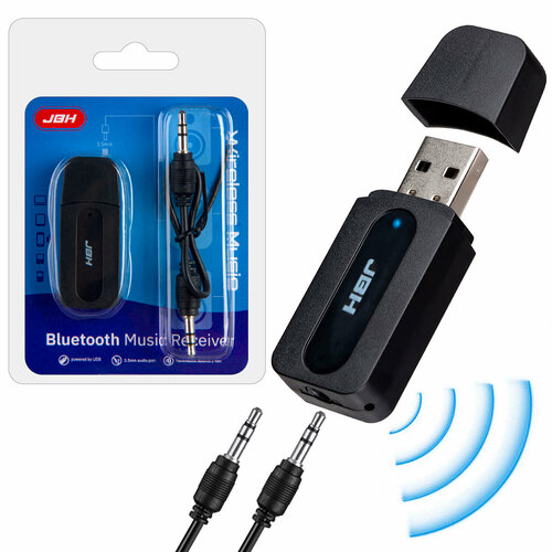 Bluetooth ресивер адаптер JBH BT-04, черный bluetooth usb адаптер noname jbh bt 09 белый
