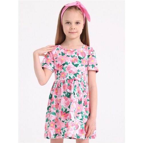 Платье Апрель, размер 56-110, белый, розовый