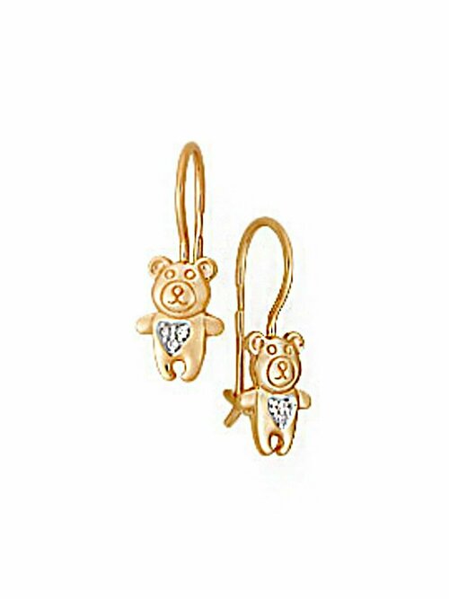 Серьги Amarin Jewelry Золото красное, красное золото, 585 проба, фианит, золотой