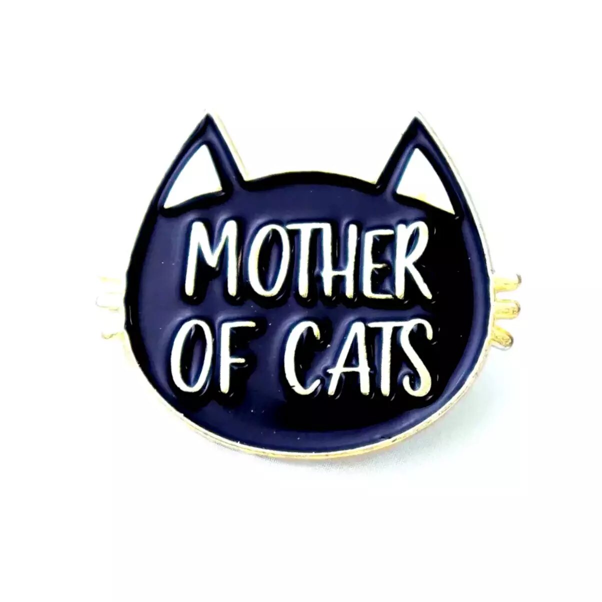 Значок металлический на одежду черный кот Mother of cats