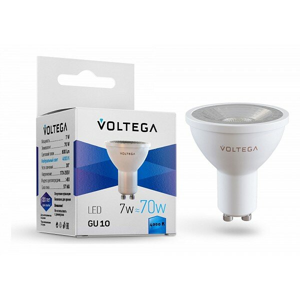 Лампа светодиодная Voltega Simple GU10 220В 7Вт 4000K 7061