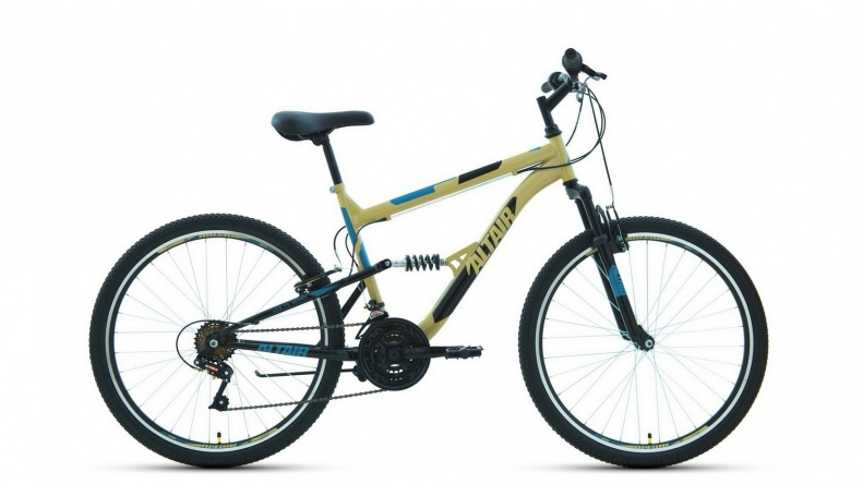 Велосипед ALTAIR MTB FS 26 1.0 (26" 18 ск. рост. 16") 2022, бежевый/черный, RBK22AL26056