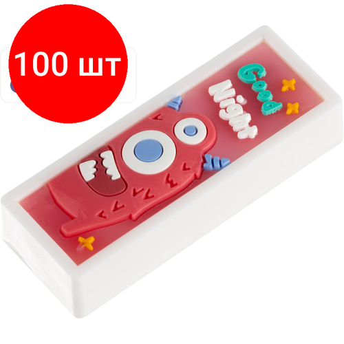 Комплект 100 штук, Ластик Deli 71134 53х20х10 ПВХ ассорти