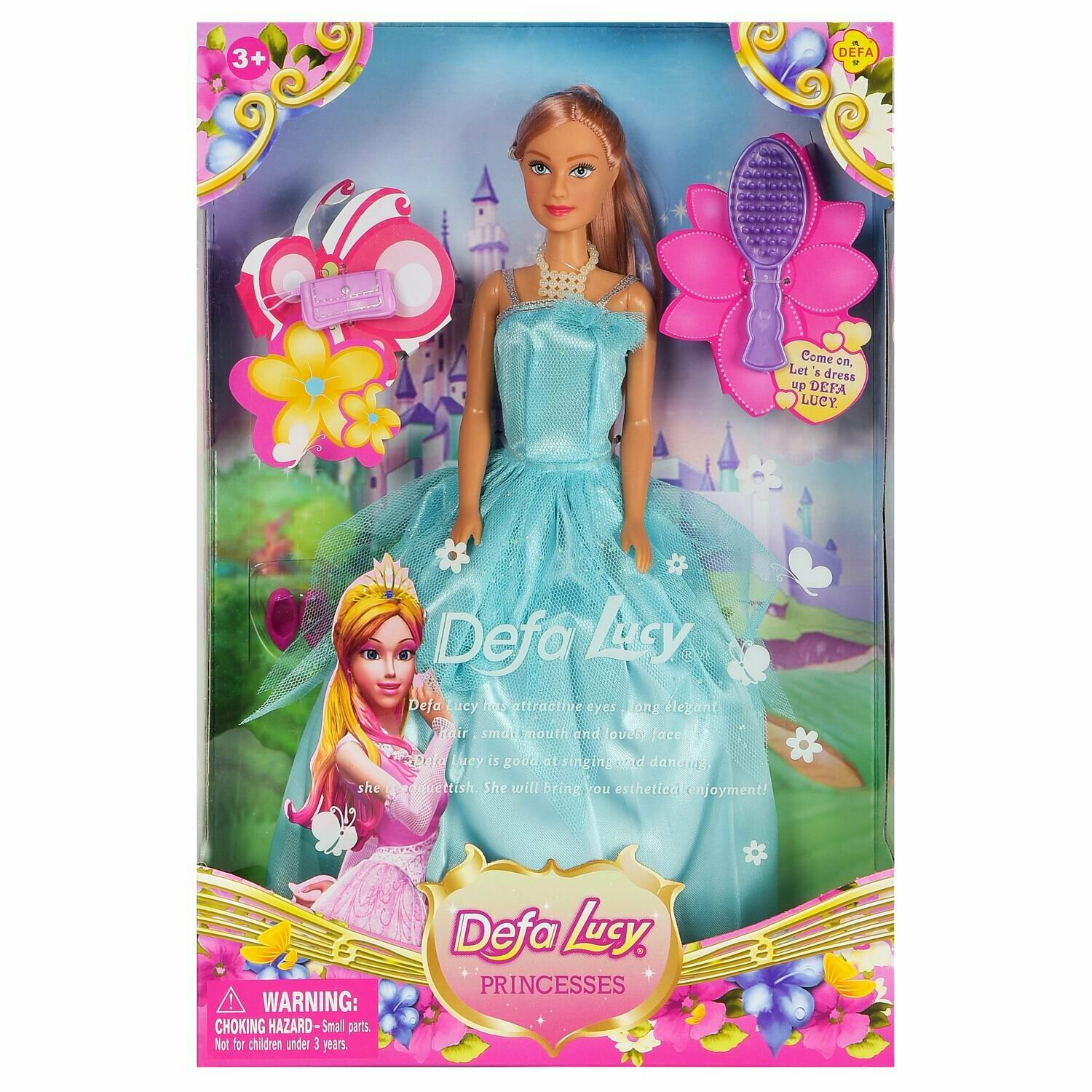 Кукла Defa Lucy Очаровательная принцесса в бирюзовом платье с игровыми предметами 29см 8063d/бирюзовое