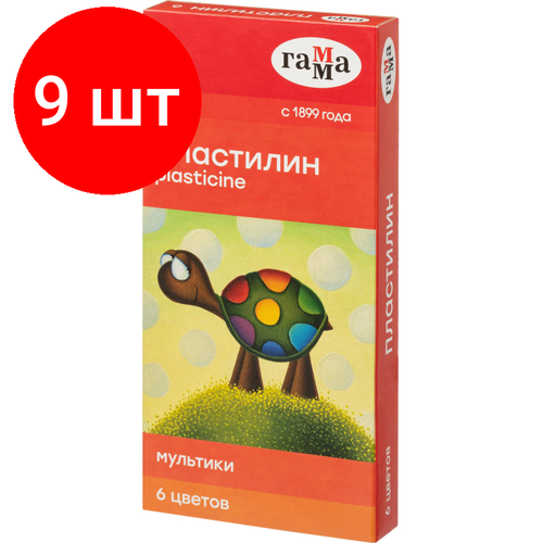 Комплект 9 наб, Пластилин Гамма Мультики 6цв 120гр со стеком пластилин тм лимпопо 6цв 120гр