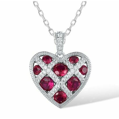 фото Подвеска valtera, серебро, 925 проба, рубин, фианит, рубин синтетический