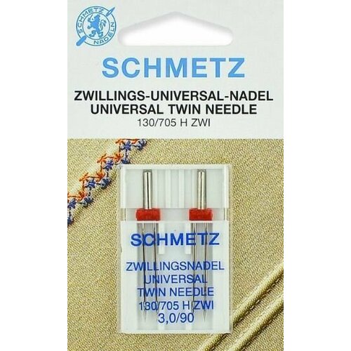 Игла/иглы Schmetz 130/705 H ZWI 3/90 двойные универсальные, серебристый, 2 шт.