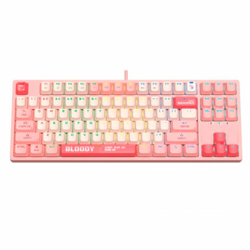 Клавиатура A4Tech Bloody S87 Energy Pink игровая гарнитура exegate cosmos hs 704gl объемный звук 7 1 длина кабеля 2 5м rgb подсветка usb интерфейс color box