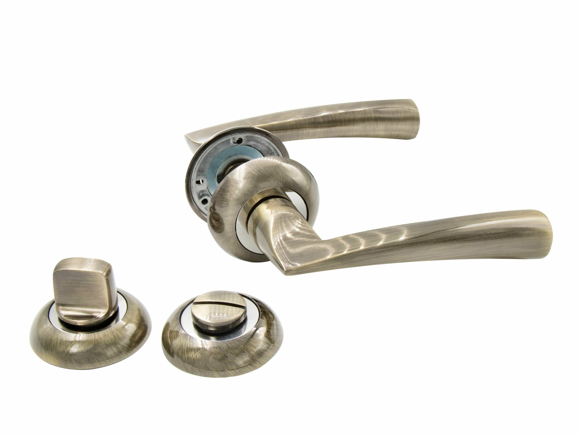 фото Ручки дверные (2 шт) межкомнатные Loid 500 AB + завертка круглая AB античная бронза