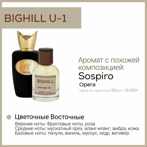 Премиальный селективный парфюм Bighill U-1 (Opera Sospiro) 50 мл. премиальный селективный парфюм bighill m 1 50мл