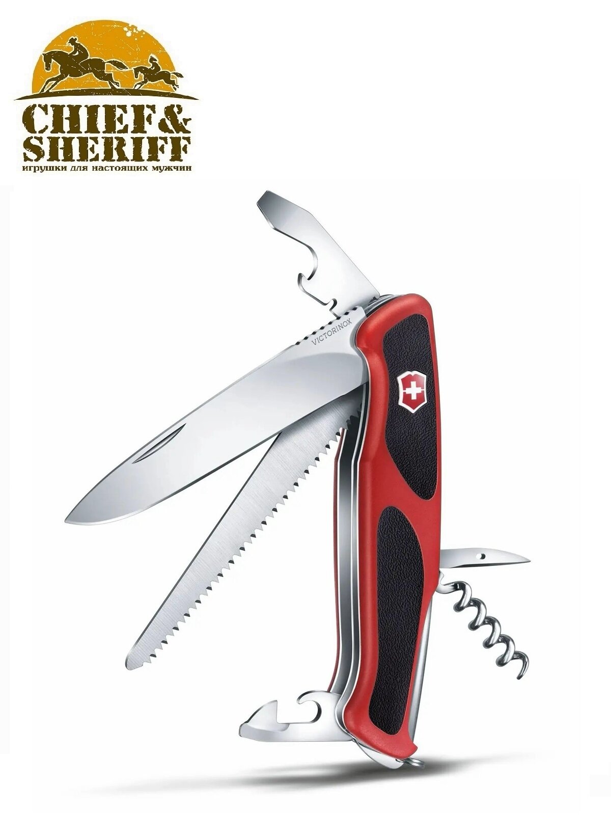 Нож перочинный Victorinox RangerGrip 55 (0.9563.C) 130мм 12функций красный/черный карт.коробка [0.9563.c ] - фото №8