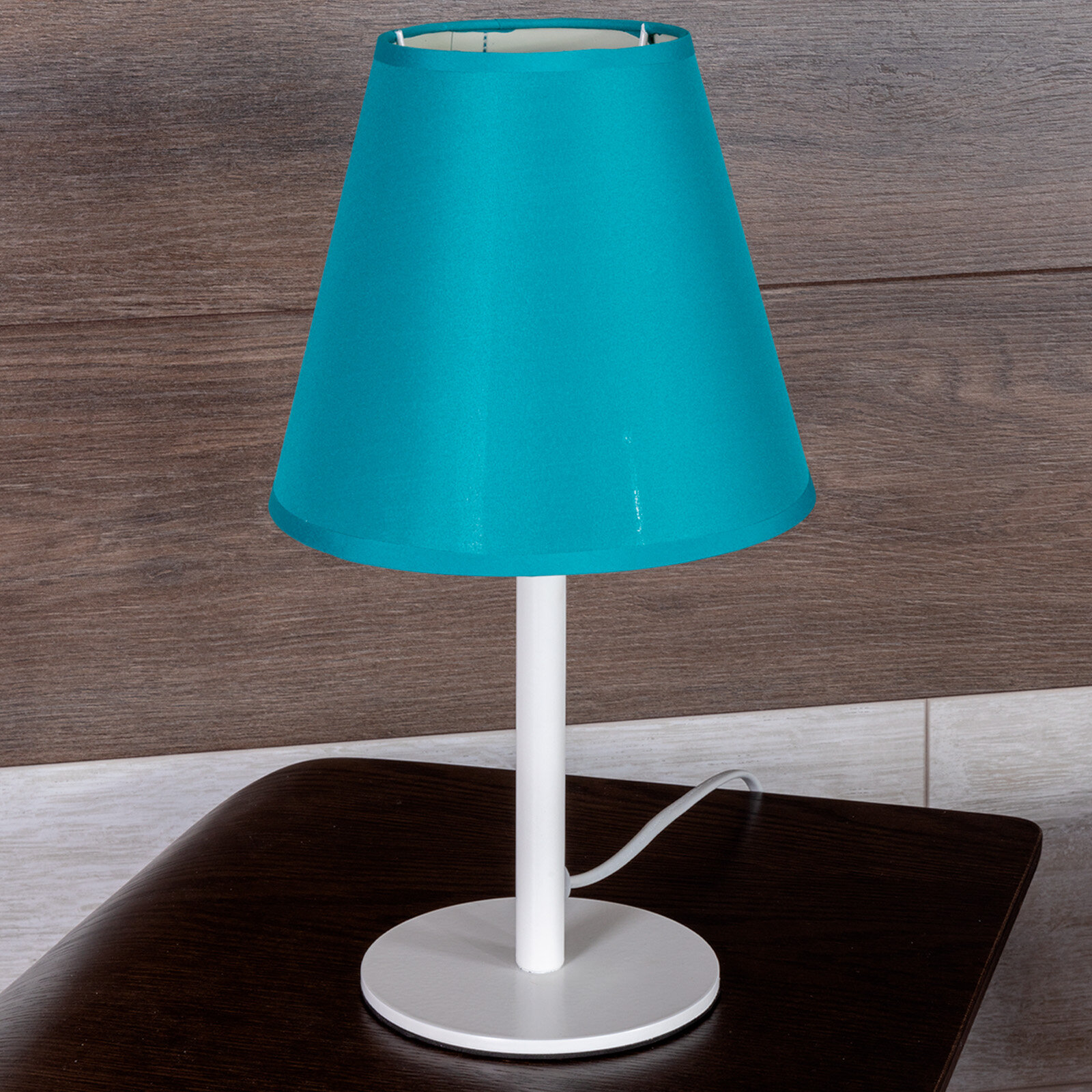 Настольная лампа светильник настольный с абажуром арт. MA-40427-W+T Цвет белый абажур бирюзовый.