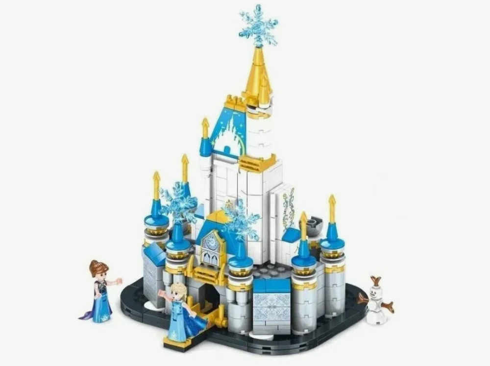 Конструктор Ледяной Замок Эльзы 432 детали, 3 фигурки с Led подсветкой, конструктор для девочек и мальчиков, домик принцессы