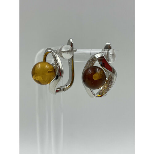 Серьги с подвесками AMBER Land, янтарь прессованный