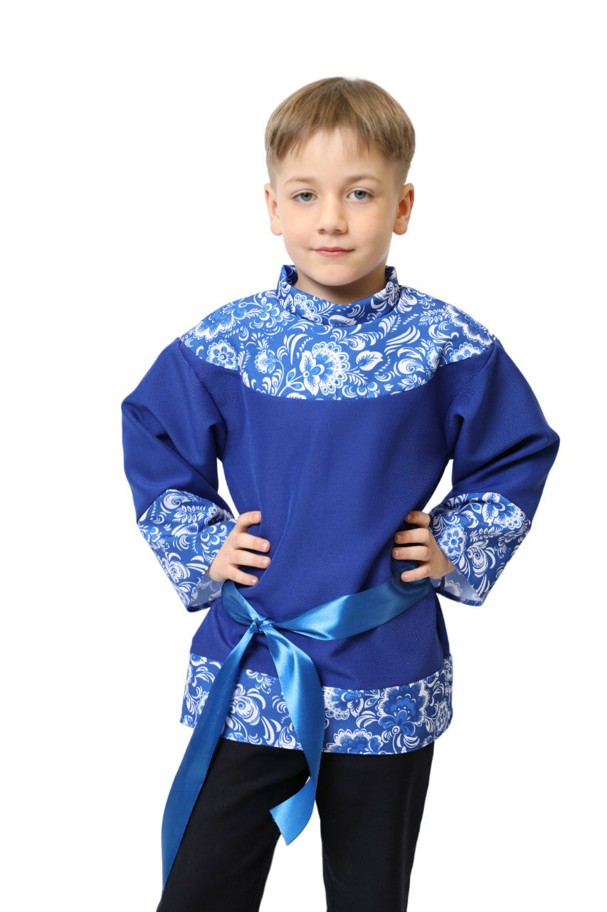 Русская народная рубаха для мальчика косоворотка синяя