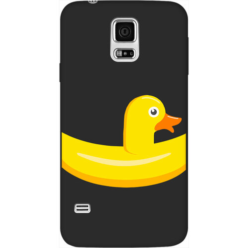Матовый Soft Touch силиконовый чехол на Samsung Galaxy S5, Самсунг С5 с 3D принтом Duck Swim Ring черный матовый soft touch силиконовый чехол на samsung galaxy m31s самсунг м31с с 3d принтом duck swim ring черный