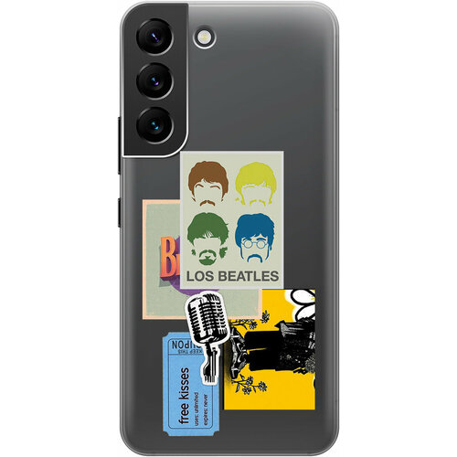 Силиконовый чехол на Samsung Galaxy S22, Самсунг С22 с 3D принтом Beatles Stickers прозрачный матовый soft touch силиконовый чехол на samsung galaxy s22 самсунг с22 с 3d принтом beatles stickers черный