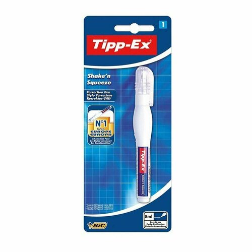 Ручка-корректор 8мл, BIC Tipp-Ex Shake'n Squeeze, с металлическим наконечником (комплект из 6 шт)