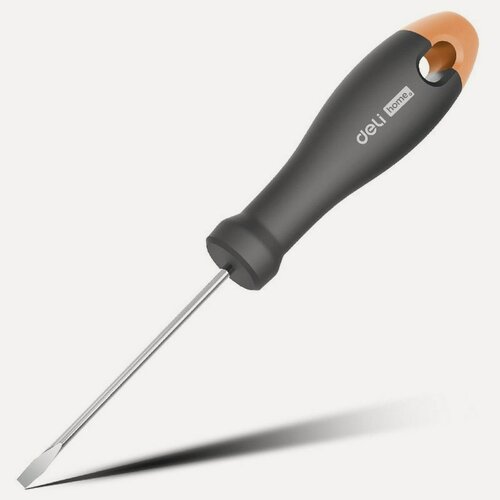 Изображение товара Шлицевая отвёртка Deli "Home Series Gray" HT1103C SL3x75мм, Cr-V, Soft Touch рукоять, эксклюзивный дизайн, подарочная упаковка