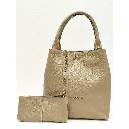 фото Сумка тоут di gregorio, фактура зернистая, бежевый