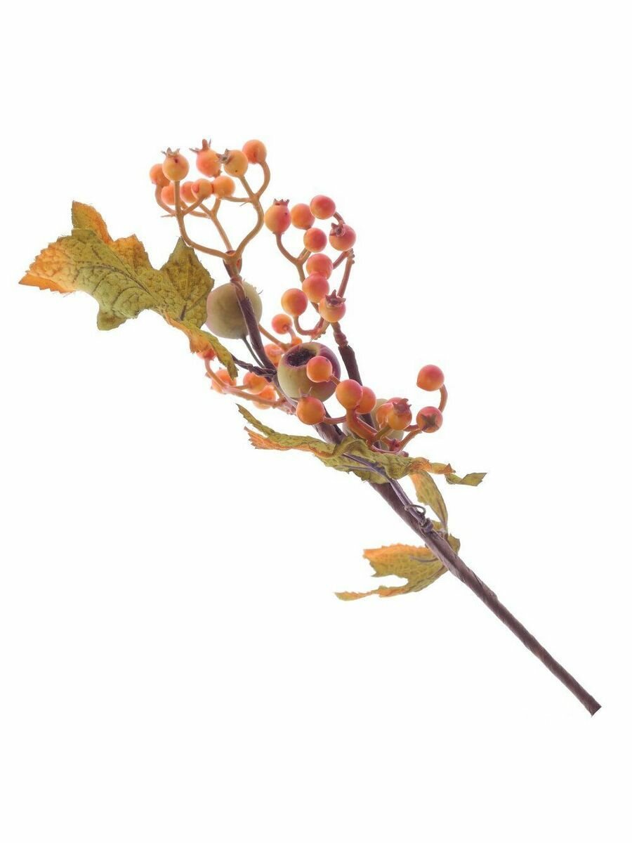 Цветок искусственный веточка рябины 1 шт 30 см