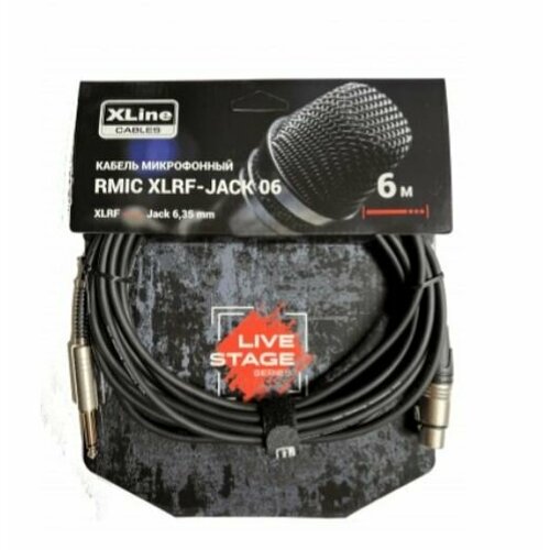 Xline Cables RMIC XLRF-JACK 06 Кабель микрофонный XLR 3 pin female - JACL 6.3 mono длина 6м кабель микрофонный xline cables rmic xlrf jack 06 6м