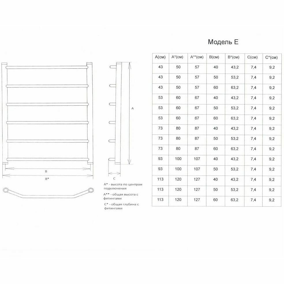 Водяной полотенцесушитель Двин E 60/50 1-1/2 К1 хром - фото №2