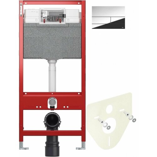 Монтажный элемент для подвесного унитаза + смывная клавиша Tece TECEsquare II глянцевый хром 9300302 + 9200010 + 9380014 + 9240831