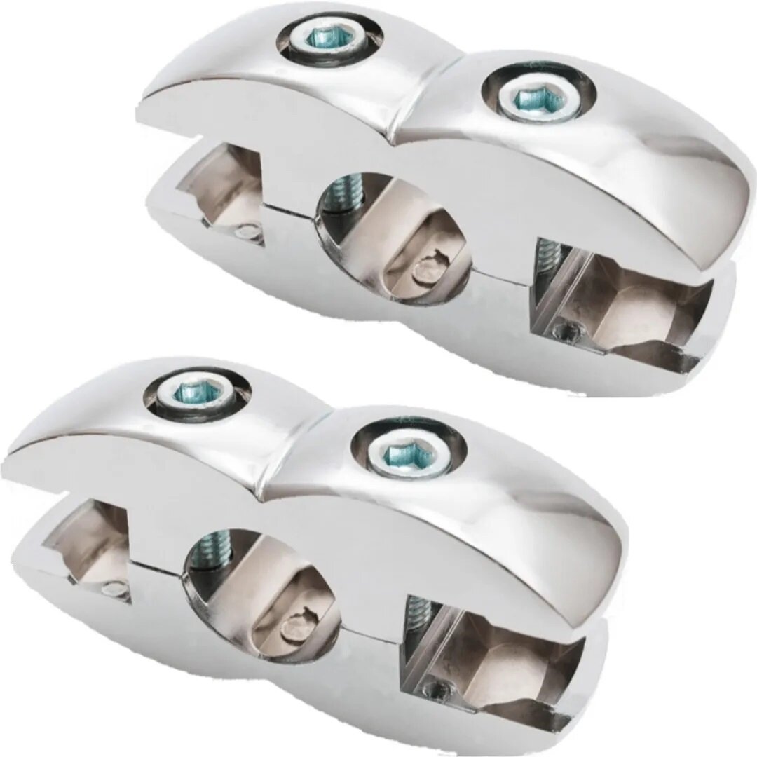 фото Держатель панели двусторонний к системе Joker Jr-55.25 , крепление для стекла, панели, полки, перегородки джокерной системы, цвет хром, без вкладышей, 2 шт