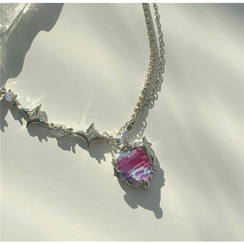 Колье Ramona длина 41 см розовый серебряный 623₽