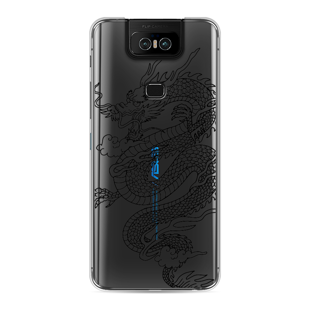 Силиконовый чехол на Asus Zenfone 6 ZS630KL / Асус Зенфон 6 ZS630KL "Большой китайский дракон", прозрачный