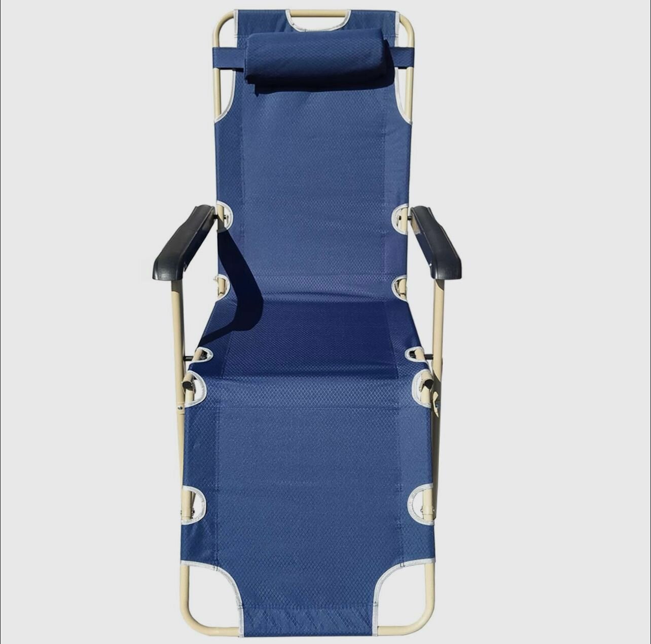 Кресло-шезлонг для дачи складной , усиленный / с подушкой / синий - фотография № 6