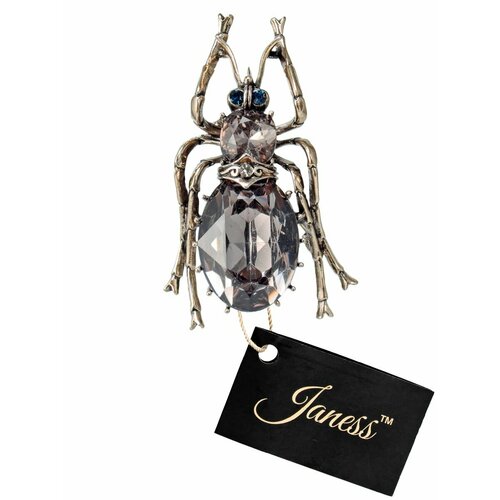 Брошь Janess, стекло, серый бижутерия женская комплект janess колье и серьги с натуральным речным жемчугом