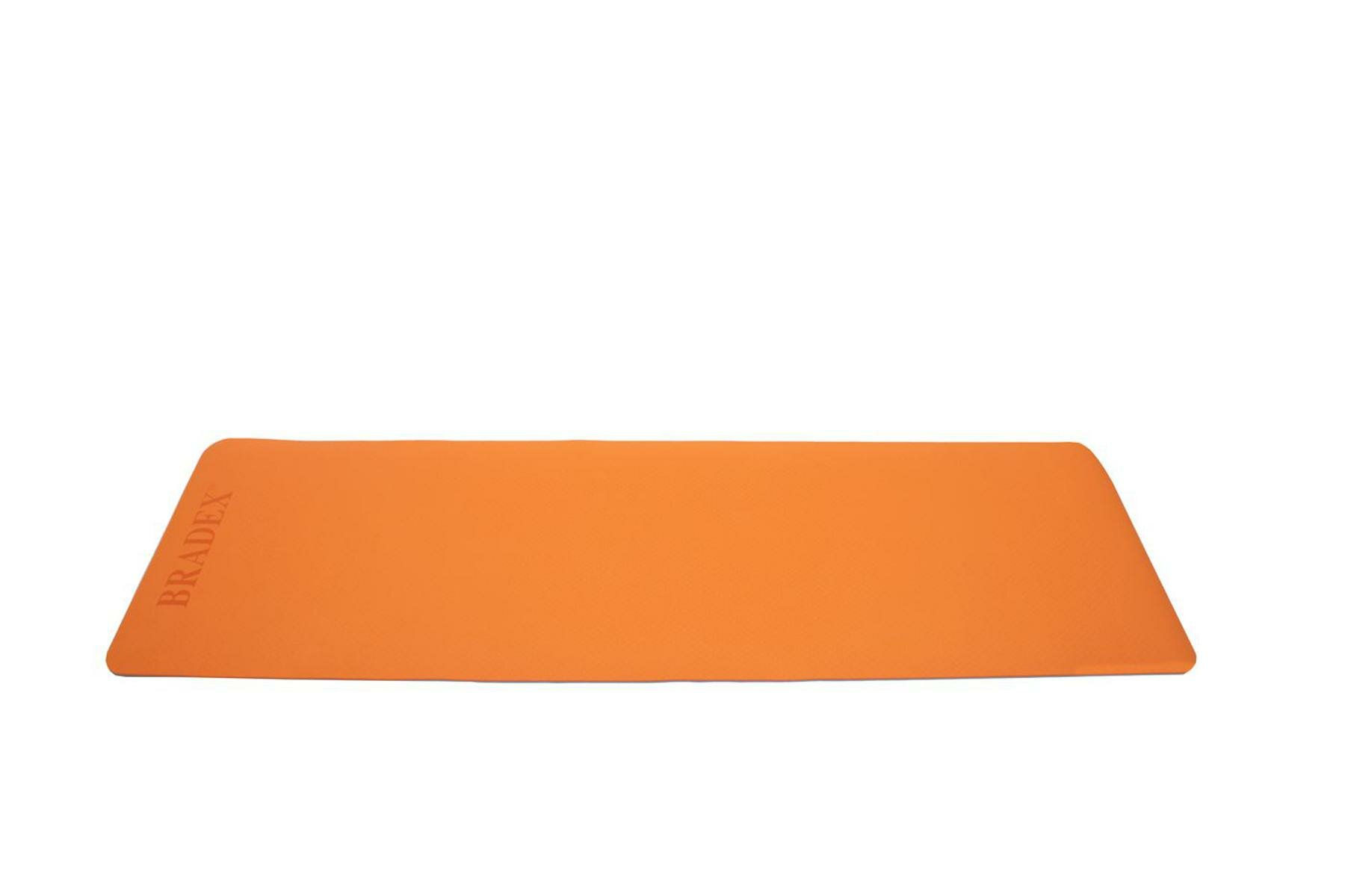Коврик для йоги и фитнеса Bradex 183*61*0,6 TPE двухслойный оранжевый (SF 0403)