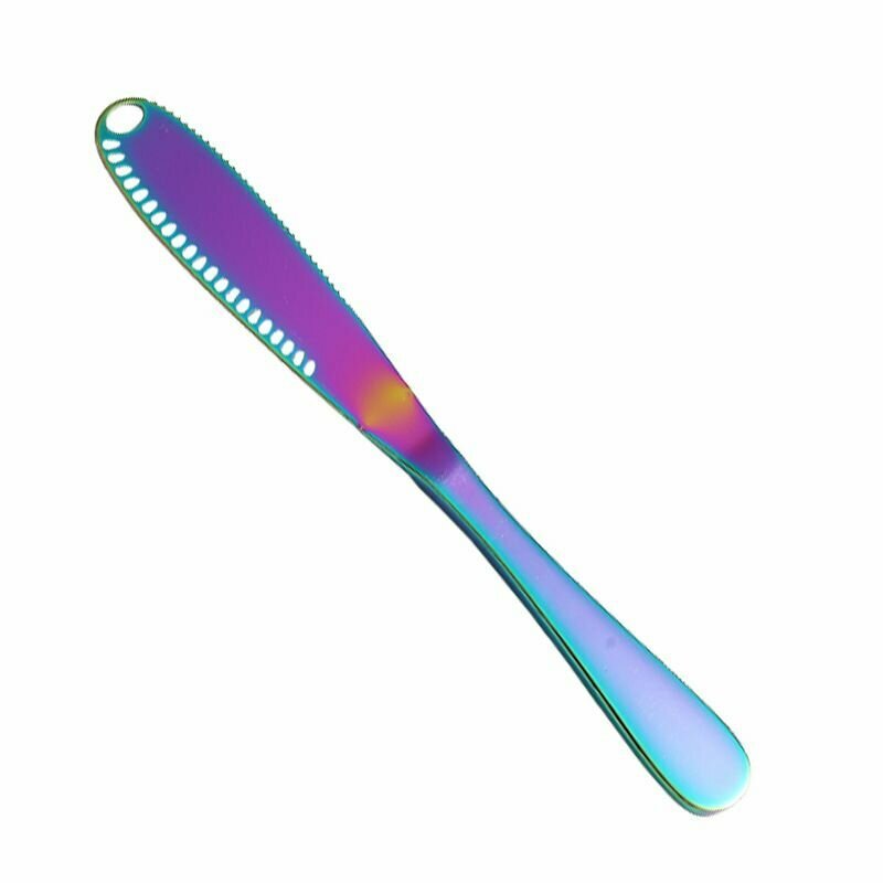 фото Нож для масла фигурный радужный/ нержавеющая сталь / нож кухонный / для сливочного масла/для плавленного сыра/ для шоколадной пасты/кухонный нож для масла