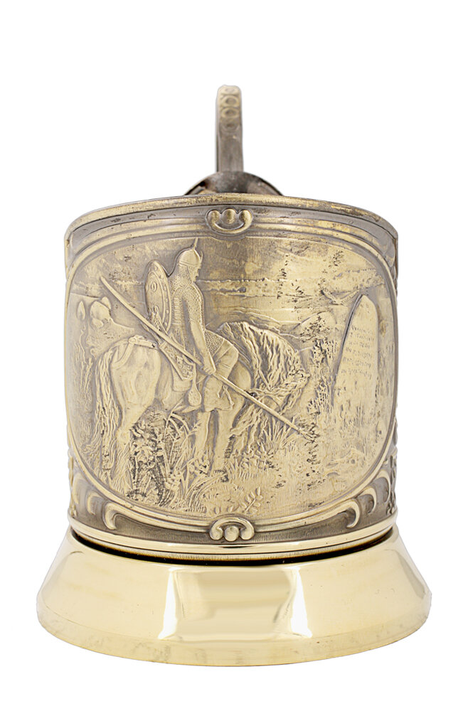 Подстаканник латунный Витязь у камня (16504)