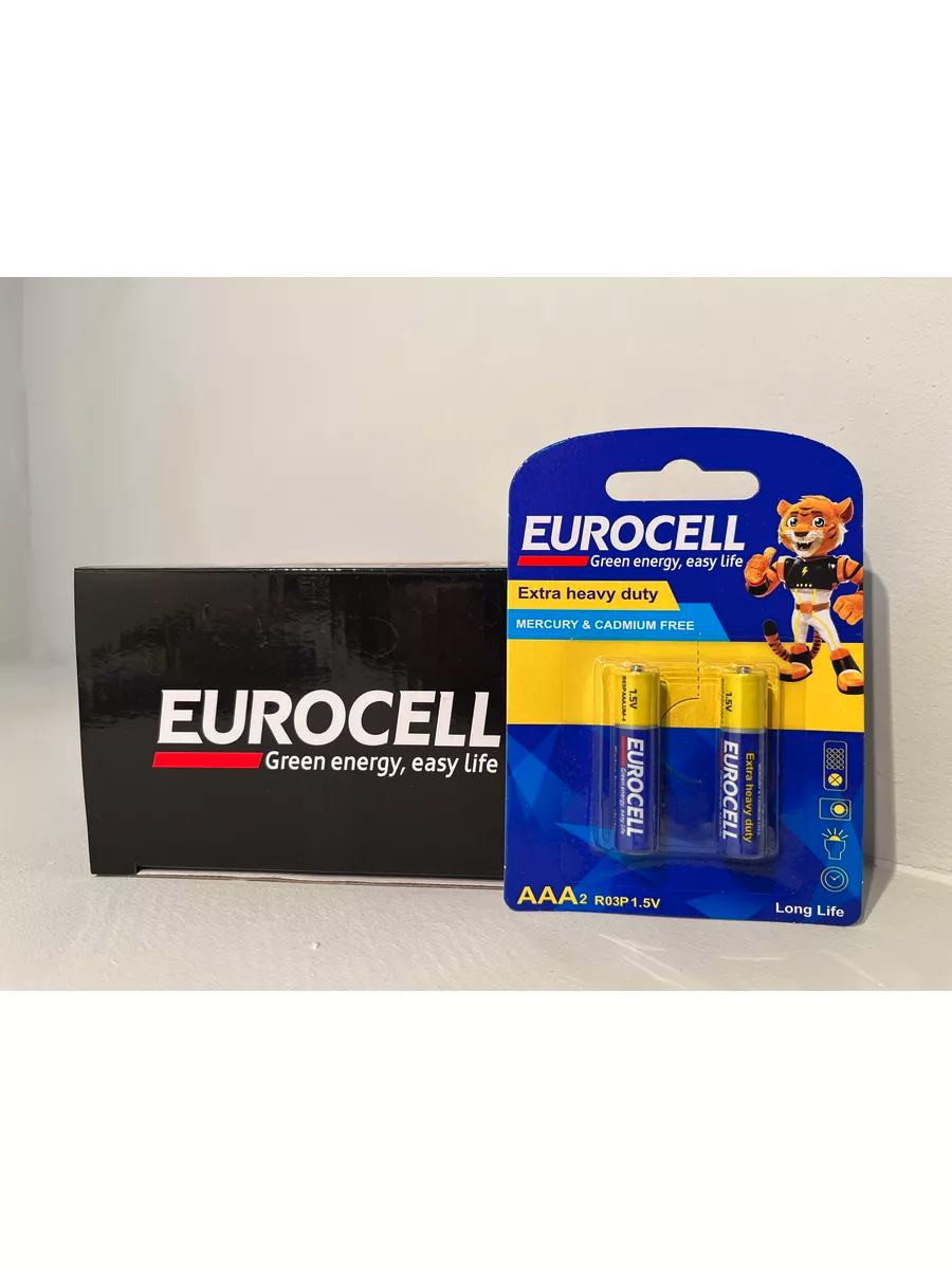 Батарейки Eurocell цинк-углеродные AAA (мизинчиковые) в блистере: 2 шт.