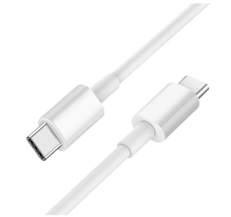 Быстрое зарядное устройство для iPhone, iPad, AirPods /Два порта USB / Адаптер питания мощностью 50 W + кабель Type-C - Type-C / Белый — фото 1