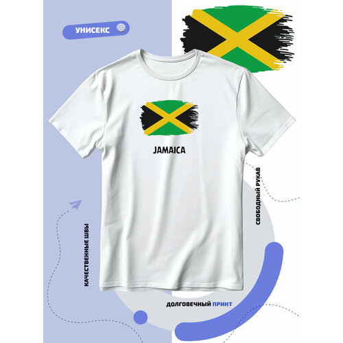 футболка smail p с флагом ямайки jamaica размер 5xl черный Футболка SMAIL-P с флагом Ямайки-Jamaica, размер 5XL, белый