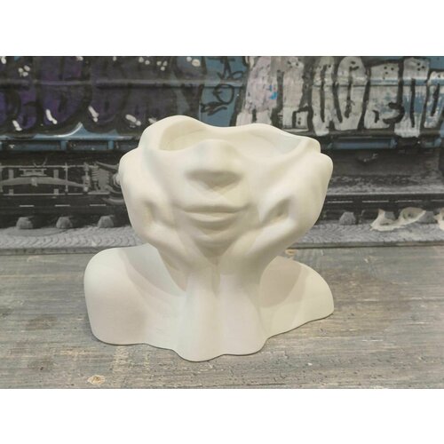 Ваза для сухоцветов, гипс, белая, высота 6 см