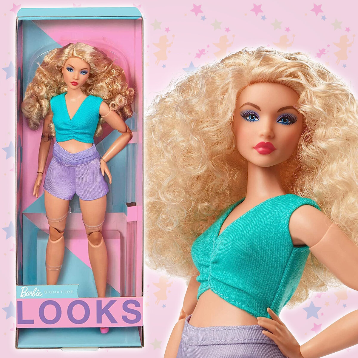 Кукла Барби Barbie Looks 2023 блондинка с вьющимися светлыми волосами