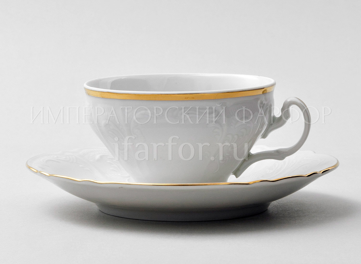 Чашка с блюдцем чайная Бернадотт Белый узор Бернадотт