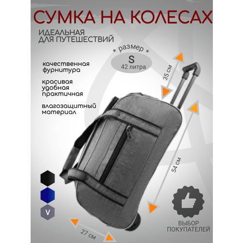 Сумка дорожная Fayz-M, 40 л, 27х29х54 см, ручная кладь, серый