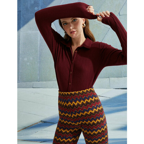 фото Лонгслив koton, размер s, бордовый