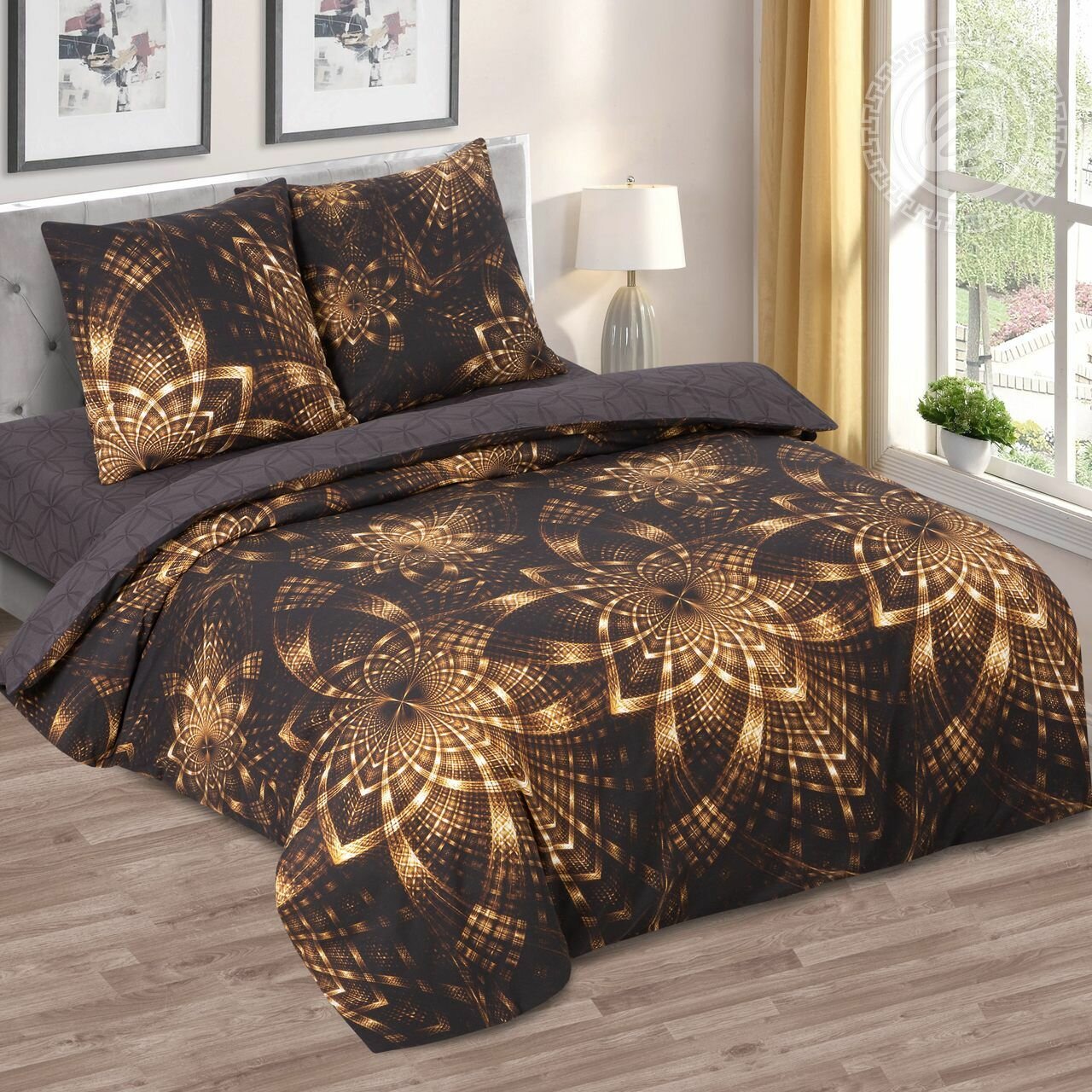 Двуспальный с европростыней комплект постельного белья Андромеда поплин