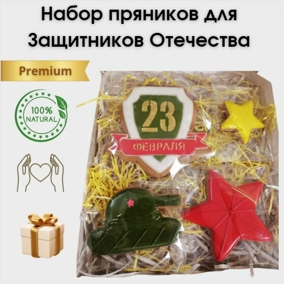 Подарочный набор имбирно-медовых пряников для мужчин Защитников Отечества на 23 февраля