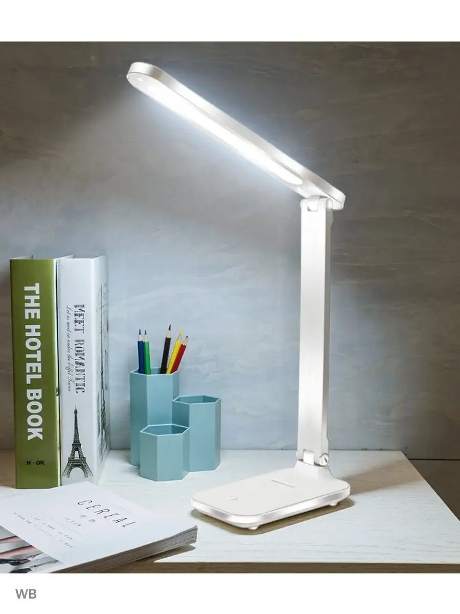 фото Беспроводная настольная светодиодная лампа, с диммированием, белый / встроенный аккумулятор